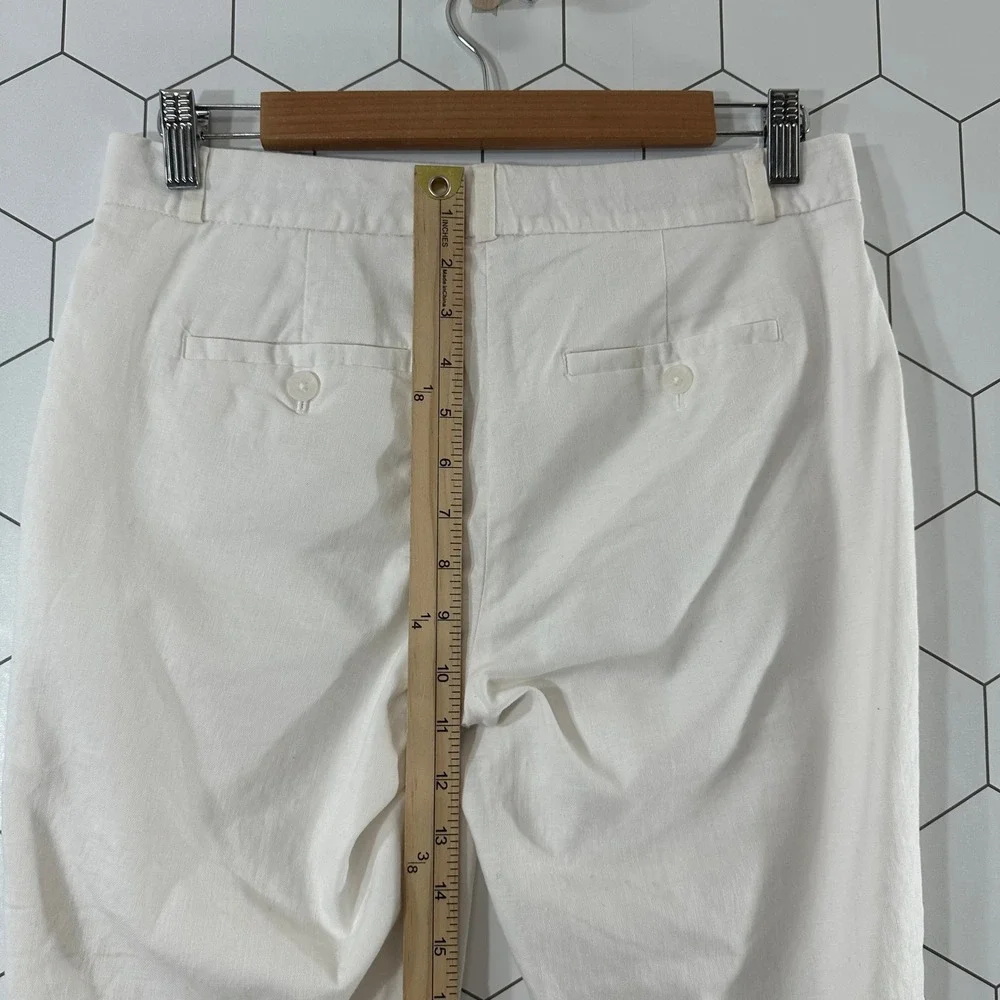Banana Republic Avery Ankle Pants 2 White Linen Cotton Blend Slim Trousers 29x26